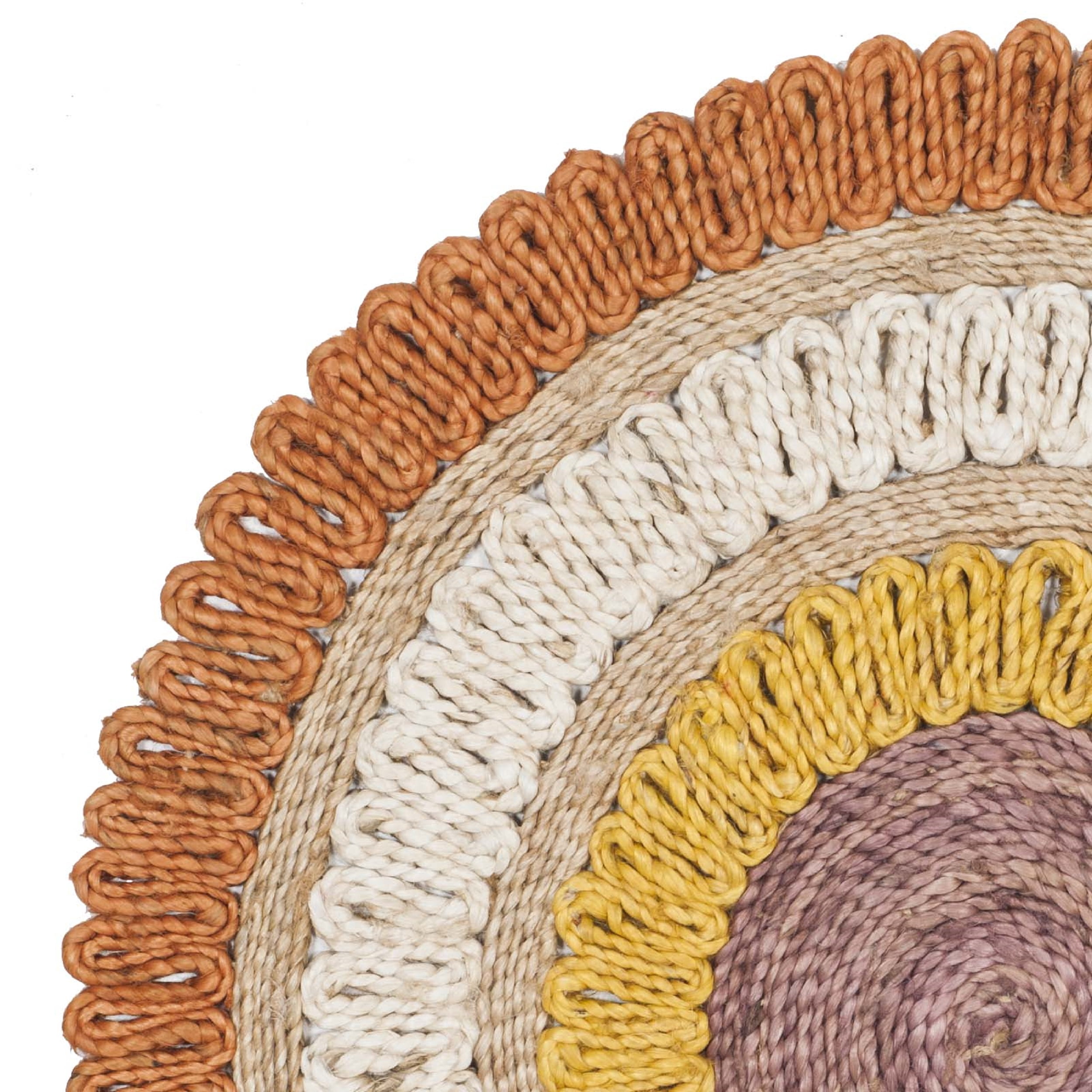 SAFAVIEH Natural Fiber Tanja Braided Jute Area Rug, Orange/Multi, 5' x 5' Round