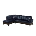 thumbnail image 2 of Hommoo Modern L Shaped Sectional Couch, 4 Seats Lint and PVC Sectional Sofa Couch Set, Living Room Furniture Set, Dark Blue and Brown, 2 of 8