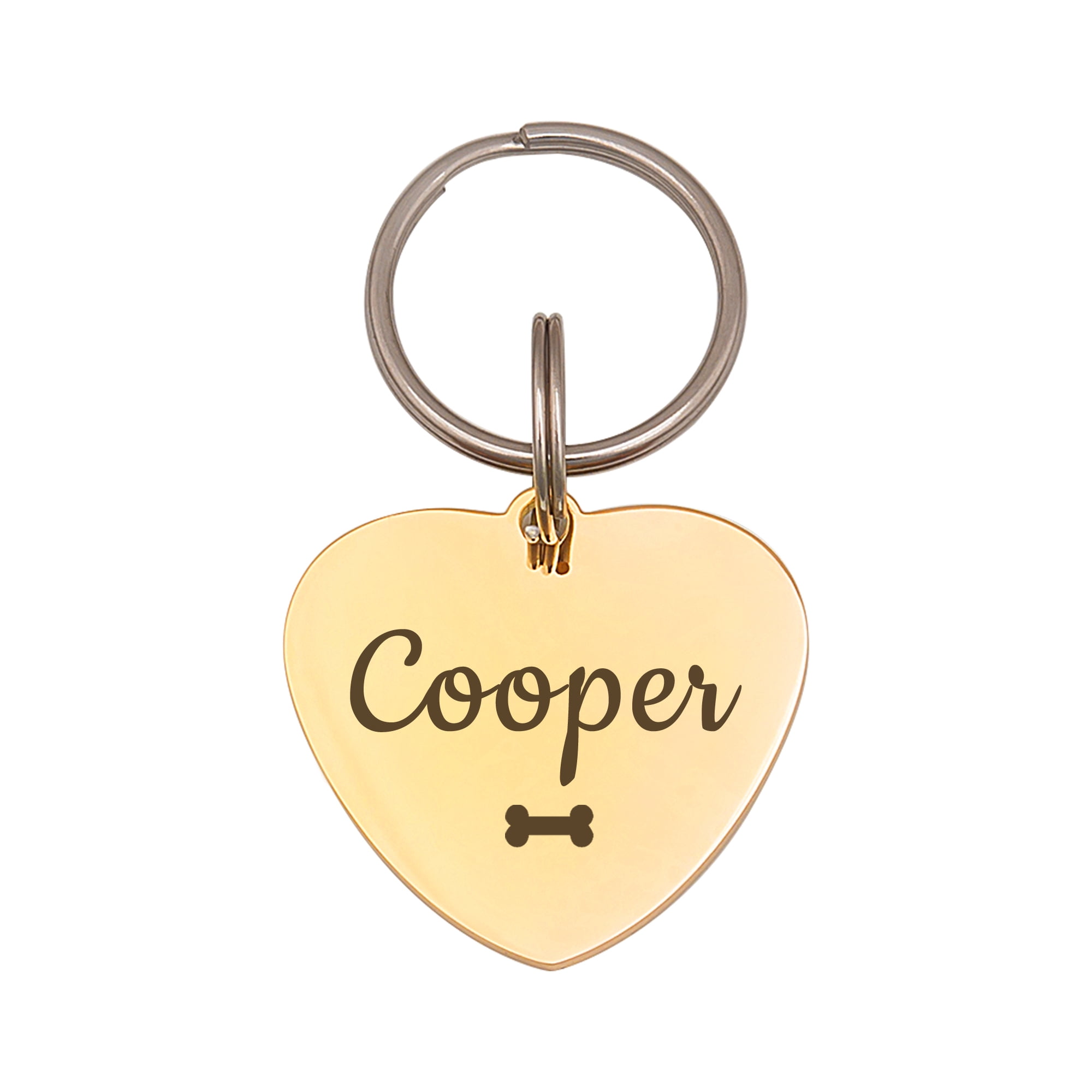 Anavia Stainless Steel Double Sided Heart Name and Icon Engraved Dog & Cat ID Tag, Multi-color, L