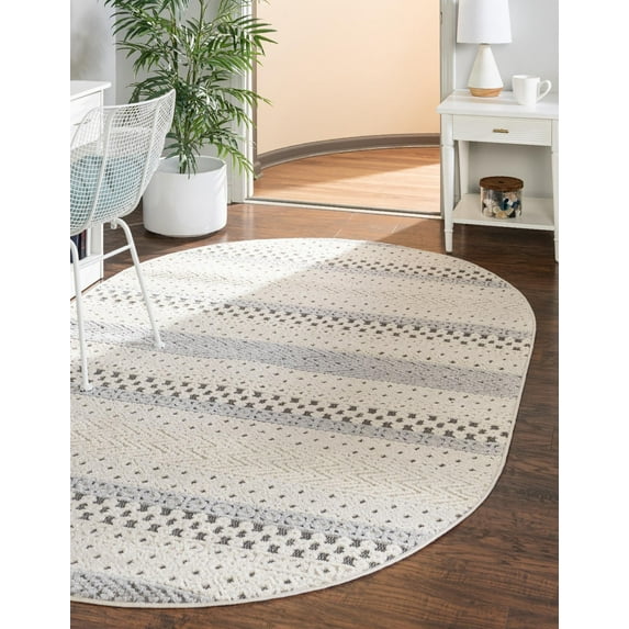 Rugs.com Arlo Collection Rug – 8' x 10' Oval Sandy Beige Medium Rug Perfect For Living Rooms, Large Dining Rooms, Open Floorplans