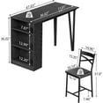 thumbnail image 3 of ChaoLink Dining Table Set of 2, Kitchen Bar Table and Chairs , Counter Bar Table Set with 3 Storage with 2 Upholstered ChairsBlack, 3 of 8