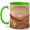 Green, variant on Boho Sunrise Landscape Coffee Mug, Warm Desert Mountain Sunset Design, 11 oz Ceramic Cup