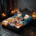 thumbnail image 4 of Homewish Halloween Theme Twin Sheets, Gnome Pumpkin Bedding, Navy Blue Orange Black, 3 Pieces (1 Flat Sheet, 1 Fitted Sheet and 1 Pillowcase), 4 of 6