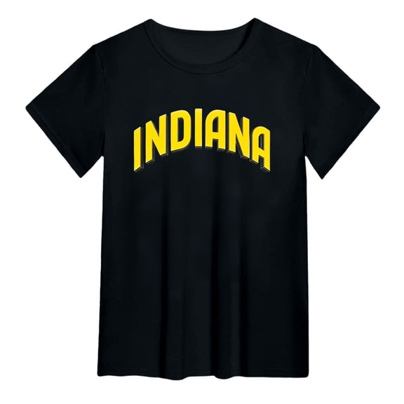 Bibifish Womens Tshirts Indiana City Letter Printed Short Sleeve Summer Crew Neck T Shirts Regular Soft Fit Casual Daily Chic Lightweight Tees