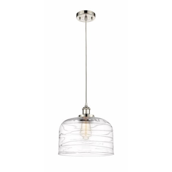 916-1P-PN-G713-L-Innovations Lighting-Bell - 1 Light Cord Hung Mini Pendant In Industrial Style-11.38 Inches Tall and 12 Inches Wide-Polished Nickel