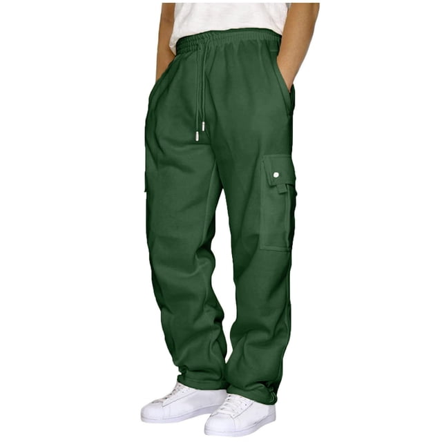 KIHOUT Sweatpants for Men Drawstring Elastic-Waist Solid Color Pocket Sweatants, Size S-5XL