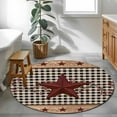 thumbnail image 3 of Round Rugs 3.3Ft, Red Texas Star Farmhouse Round Area Rug Washable Indoor Throw Carpet, Black Plaid Berry Country Soft Non Slip Circle Rug for Laundry Room Patio Home Decor Aesthetic, 3 of 8