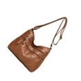 thumbnail image 2 of Qarigey Bolsos cruzados para mujer, PU multicapa con cremallera, correa ajustable, bolso de hombro de Color sólido, multibolsillo, para madre Bolsas de mensajero y de hombro Marrón, 2 of 6