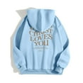 thumbnail image 3 of Womens Sweatshirt Hoodies Jesus Loves You Hooded Sweatshirts Letter Print Sweatshirt Oversized Pullover Hoodie Sweatshirt Winter Tops for Women Street Style, 3 of 5