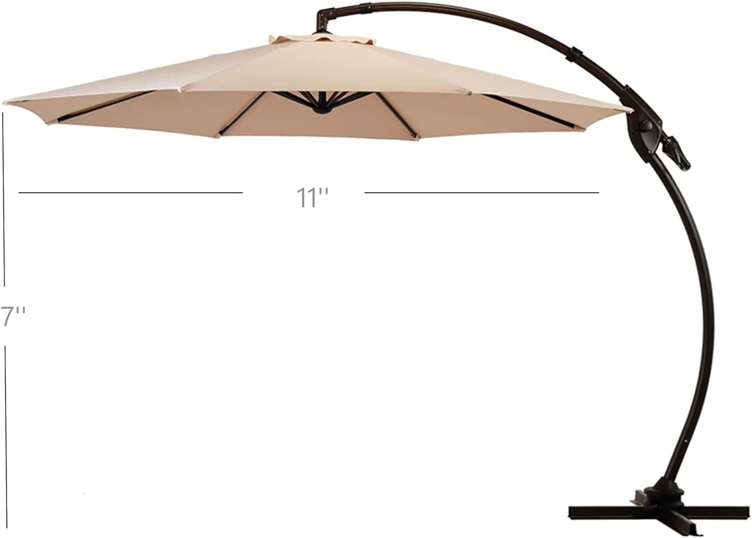 Grand Patio 11 ft Outdoor Offset Umbrella Deluxe Cantilever Umbrella with 360° Rotation for Backyard, Patio, Deck(Champagne, without Base)