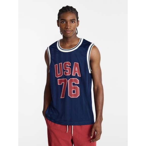 No Boundaries USA Vertical Stripe Mesh Tank Top, Men's XS-4XLT