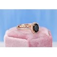 thumbnail image 2 of Silver Dainty Natural Black Onyx Ring Set, 2Ct Oval Cut Onyx Vintage Ring Set, Size 5, 2 of 3