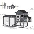 thumbnail image 3 of PawHut Chicken Coop Hen House with Nesting Box & Run, Grey, 3 of 10