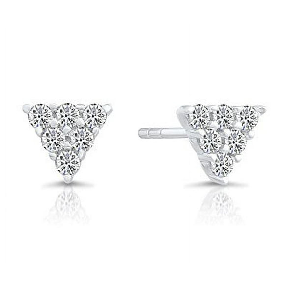 TILO Jewelry Solid Sterling Silver Mini CZ Triangle Stud Earrings for Women & Unisex