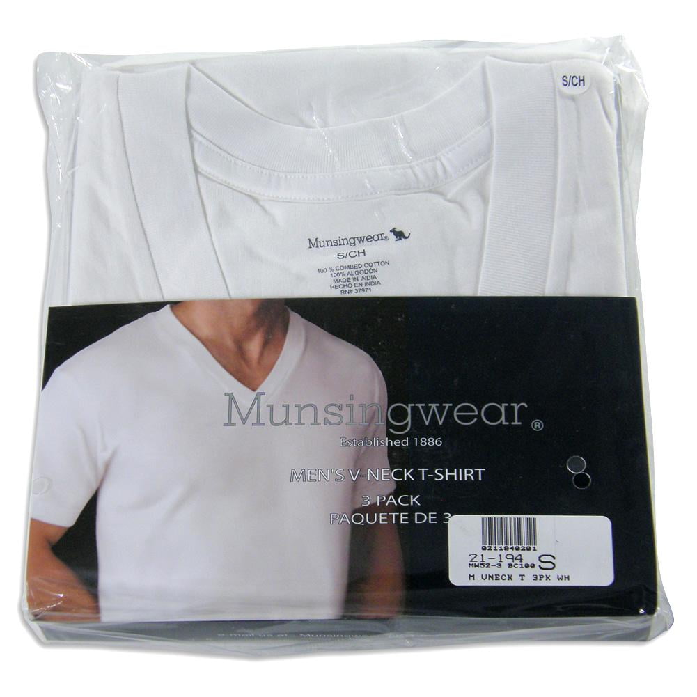 Munsingwear - Munsingwear - Mens (Pack of 3) V-Neck T-Shirt White ...
