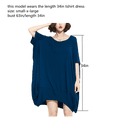 thumbnail image 4 of Women's Loose Fit Batwing Sleeve Casual Crew Neck Tee Oversized Tunic T-Shirt Shirt Tops GA200 Blue 34in, 4 of 5