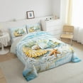 thumbnail image 2 of jejeloiu Sealife Starfish Shell Full Size Comforter Sets,Ocean Sea Theme Bedding Comforter Set,Oil Painting Bedding Sets,Lightweight Bedroom Decoration Reversible,3-Piece, 2 of 7