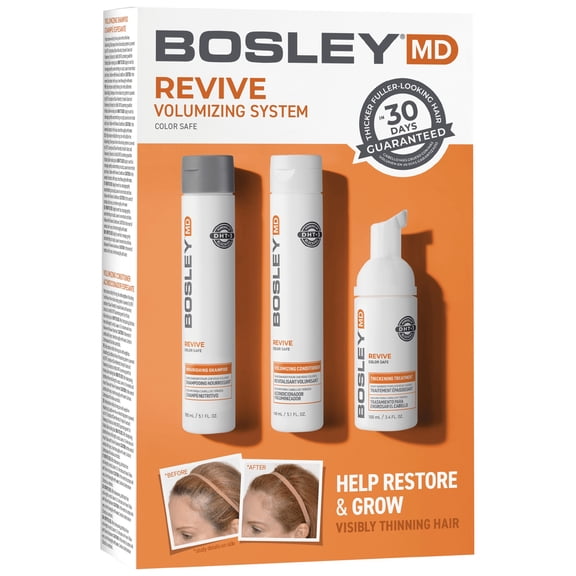Bosley MD Revive Color Safe Starter Kit - Shampoo, Conditioner and Thickening Treatment