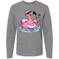 thumbnail image 3 of Inktastic Flamingo with Sunglasses Pool Float and Drink Long Sleeve T-Shirt, 3 of 5