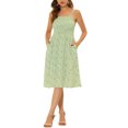 thumbnail image 2 of INSPIRE CHIC Women's Summer Spaghetti Strap Smocked Pockets Floral Dress XS Light Green, 2 of 5