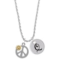 thumbnail image 1 of Delight Jewelry Two-tone Large Peace Sign with Daisy and Crystal Silvertone Script Initial Disc - Q - Charm Necklace, 20"+3", 1 of 4