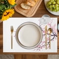 thumbnail image 4 of Pink Cherry Blossom Placemats Set of 4, Spring Branches Floral Watercolor Placemats for Dining Table, Place Mats for Kitchen Tabletop, Waterproof Wipeable Dining Table Mats Set, 4 of 9