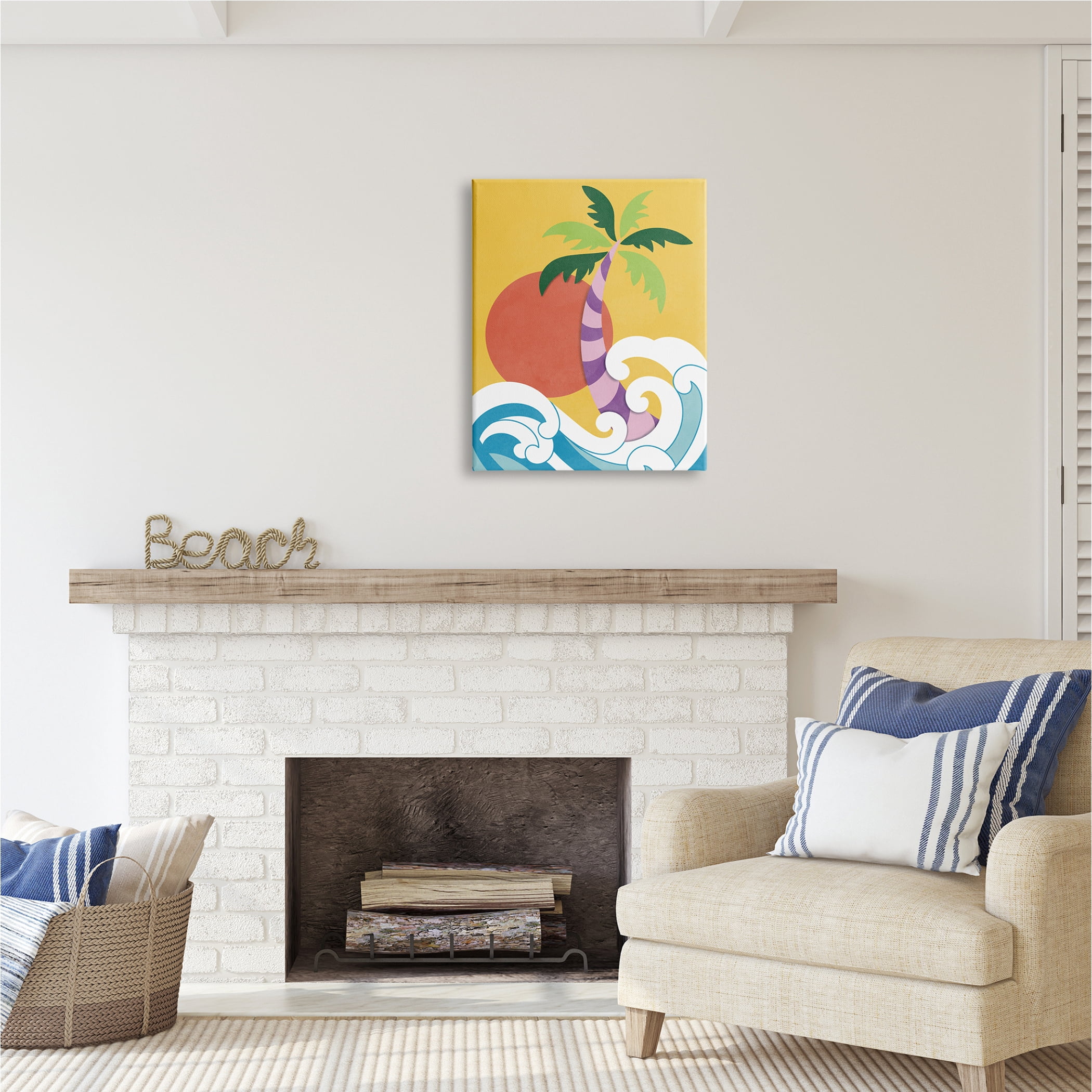 Stupell Industries Modern Tropical Waves Nature Painting Gallery Wrapped Canvas Print Wall Art, 24 x 30