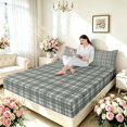 thumbnail image 3 of Manfei Minimalism Checkered Bed Sheets,Geometric Check Full Size Sheets,Gray,4 Pieces,1 Flat Sheet,1 Fitted Sheet and 2 Pillowcases, 3 of 6