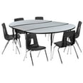 thumbnail image 2 of Flash Furniture Emmy 86" Oval Wave Flexible Laminate Activity Table Set with 16" Student Stack Chairs, Grey/Black, 2 of 15