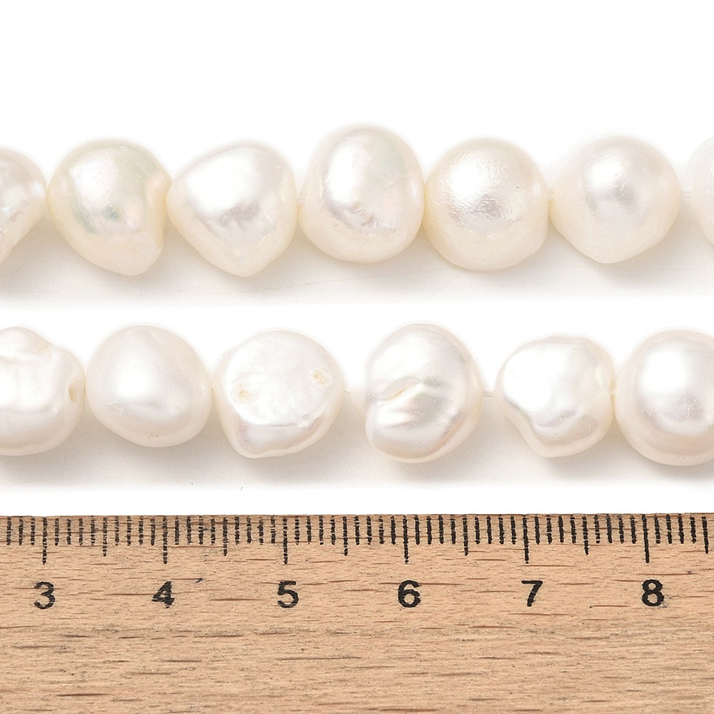 4strands Natural Cultured Freshwater Pearl Beads Strands Two Sides Polished Grade 3A+ White 11~12mm Hole: 0.5mm about 17pcs/strand 7.09 inch(18cm)