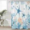 thumbnail image 4 of Shower Curtain Bathroom Set Blue Coral Starfish Jellyfish on White Waterproof Fabric Shower Curtains with Grommets&Hooks Ocean Marine Life Privacy Bath Curtain for Bathtub 48x72in, 4 of 7