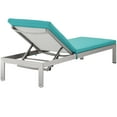 thumbnail image 3 of Modway Chaise Longue de Patio Extérieur en Aluminium avec Coussins, Argent Turquoise, 3 of 6