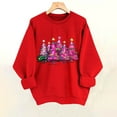 thumbnail image 5 of qucoqpe Women's Christmas Tree Printed Sweatshirts Fashion Casual Crewneck Tops Red Series Long Sleeve Oversized Pullovers for 2026 Fall Winter, 5 of 5