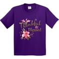 thumbnail image 3 of Inktastic Thankful and Blessed Inspirational Saying with Pink Flowers Youth T-Shirt, 3 of 5