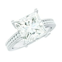 Rosec Jewels Princess Cut Moissanite Solitaire Engagement Ring - 8 mm - 3 ct - D-VS1 Certified, 10K White Gold, US 8.00