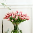 thumbnail image 3 of DJJGXAN 1 Pcs Multicolor Tulips Artificial Flowers Faux Tulip Stems Real Feel PU Tulips Easter Spring Wedding Bouquet Centerpiece Floral Arrangement Table Décor 14" Tall, 3 of 6