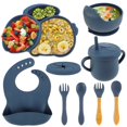 thumbnail image 2 of MesaSe 9 Pcs Baby Feeding Set Silicone Baby Plate and Bowl Set with Suction Cup BPA-Free Washable Microwave Safe for Toddler Y10, 2 of 8