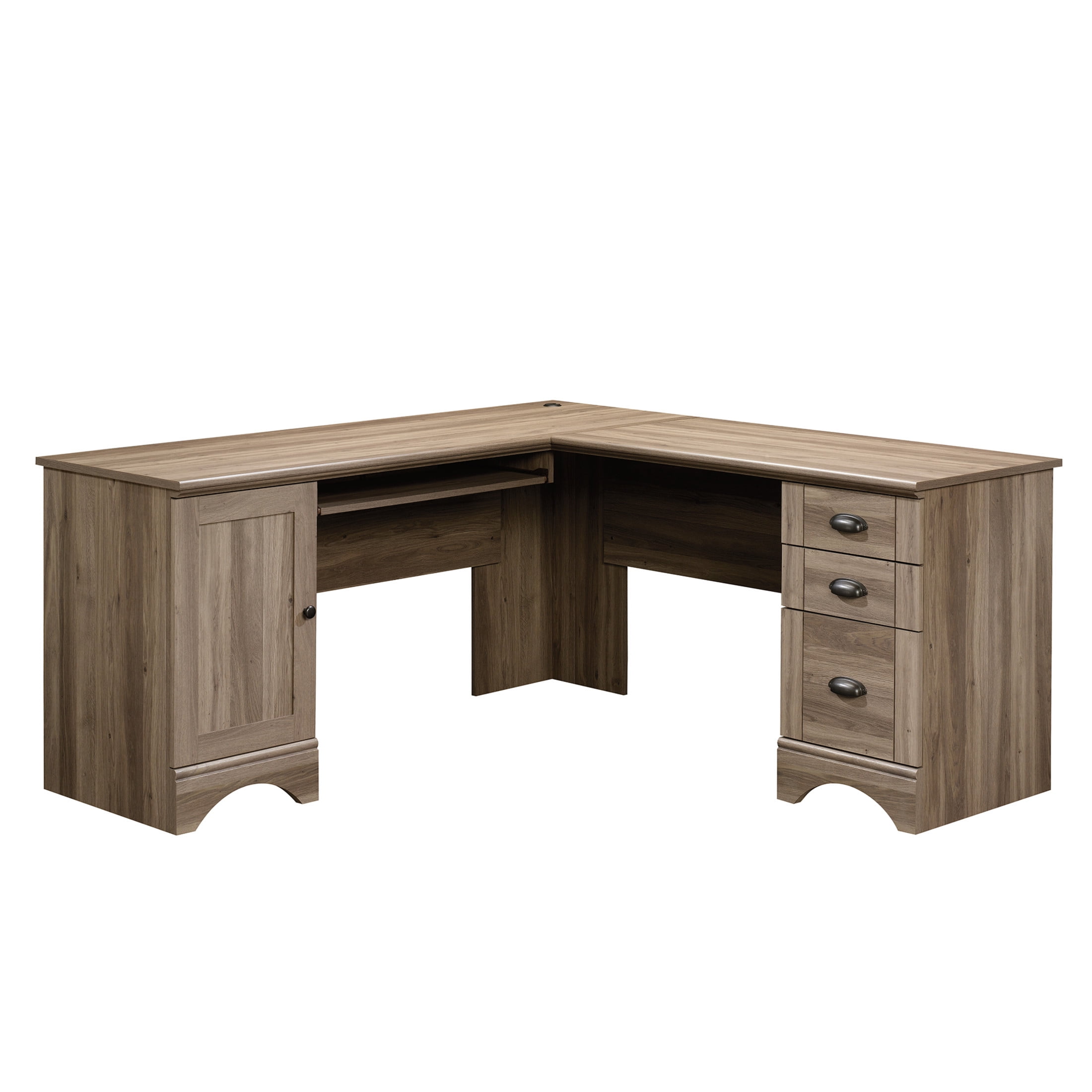 Sauder Harbor View Corner Computer Desk, Salt Oak Finish
