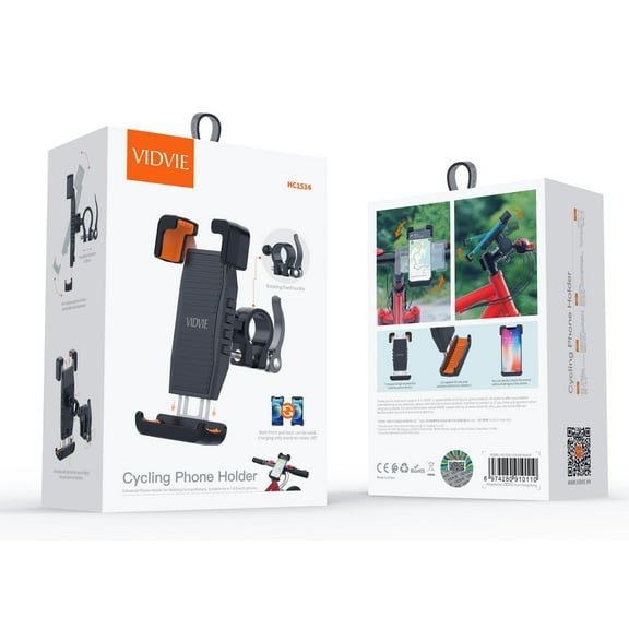 VIDVIE HC1514 Bicycle & Motorcycle Phone Holder - Anti-Shake, 360° Rotatable, Heavy Duty Handlebar Mount