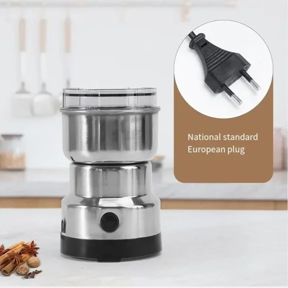 Electric Coffee Grinder and Spice Grinder 4 Blades-C Multifunctional 4-Blade Stainless Steel Grinder for Coffee Beans Nuts Spices Grains 220V Compact One-Button Transparent Lid Easy Clean