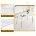 thumbnail image 3 of Hi loPres 47" Modern Rectangular Dining Table for Apartments, Faux Marble Tempered Glass Top Kitchen Desk with Stable Silver Metal Legs, Minimalist Style, 3 of 7