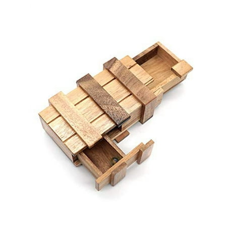BSIRI Magic Wooden Puzzle Box, Secret Compartment Gift, Brain Teaser, Natural Wood