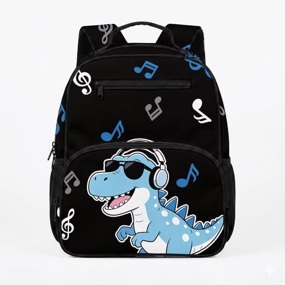 chaqlin Music Dinosaur Backpack for Boys 4-6 Toddler Preschool Backpack Boy Girls Kindergarten Back Pack with Adjustable Strap 13.5 Inch School Bag Bookbags