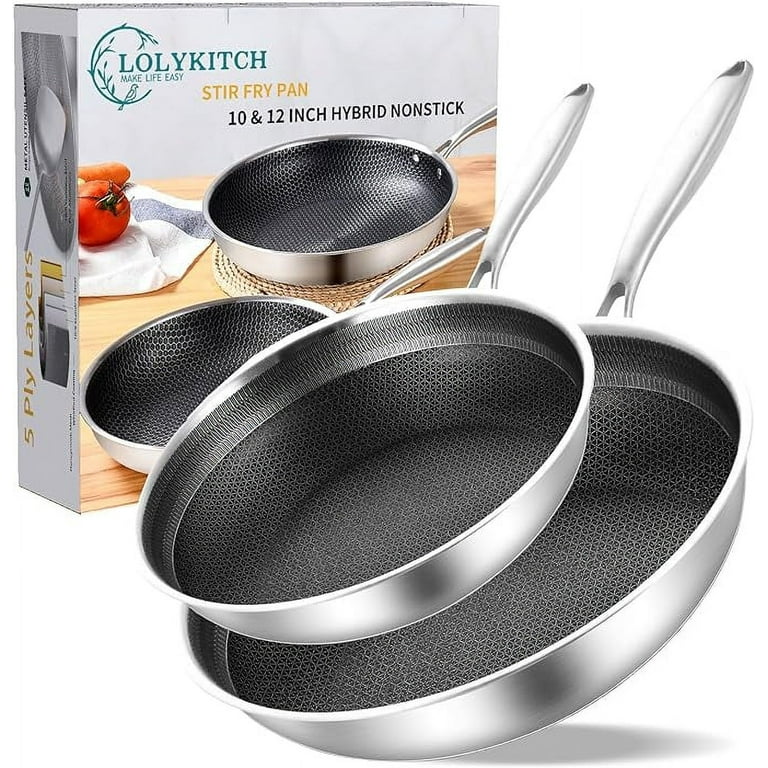 LOLYKITCH 10 Inch Tri-Ply Stainless Steel Wok Pan with Lid,Deep Frying Pan,Saute  Pan,Jumbo Cooker,Induction Wok,Suit for All Stove,Dishwasher and Oven Safe.  - Yahoo Shopping
