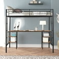 thumbnail image 3 of Pinovk Twin-size Loft Bed with Table & Shelves/ Heavy-duty Sturdy Metal/ Built-in Table & Shelves/ Noise Reduced/ Safety Guardrail/ 2 Side Ladders/ CPC Certified/ No Box Spring Needed, 3 of 15
