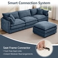 thumbnail image 4 of QuzyAor 102" Chenille Modular Sectional Sofa, L Shaped Cloud Couch with Movable Ottoman, DIY Comfy Couch for Living Room, Blue, 4 of 9