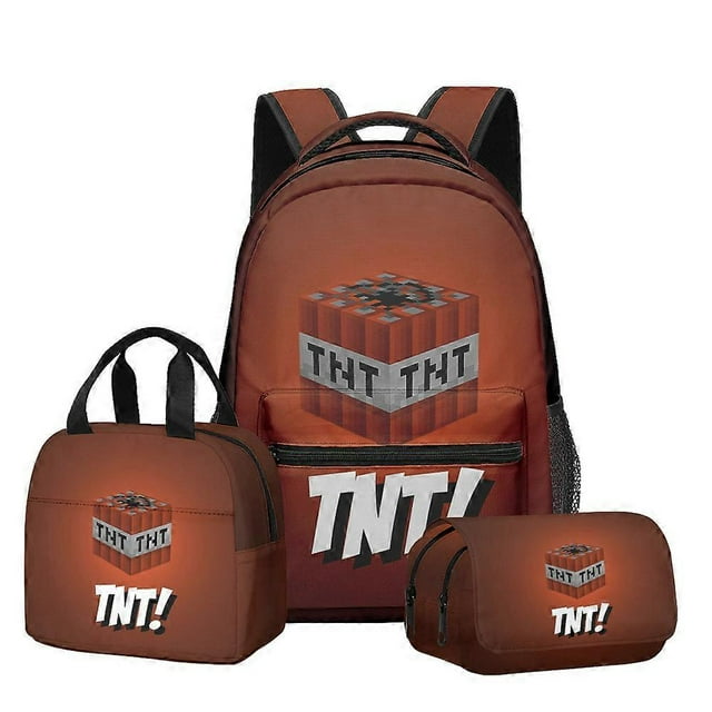 Minecraft Backpack Set for Students with Double Layer Pencil Case and Lunch Bag, 24 Styles, Waterproof School Supplies