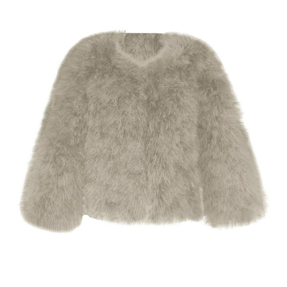 Coerni Toddler Kids Girls Faux Fu𝐫 Jacket Furry Winter Coat Snow Warmth Plush Outerwear Open Front Warm Fleece Overcoat Trendy