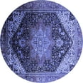 thumbnail image 1 of Ahgly Company Machine Washable Indoor Round Oriental Blue Industrial Area Rugs, 8' Round, 1 of 4