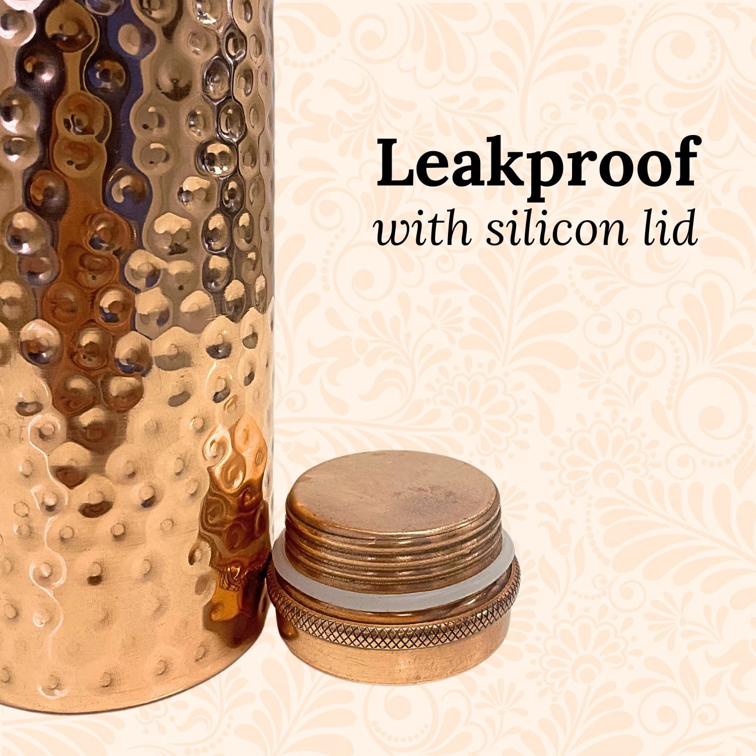 SuperGeneriX 34 oz Copper Water Bottle - Leakproof Travel Bottle (Copper Hammered)
